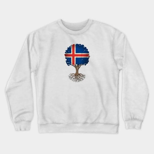 Tree of Life with Icelandic Flag Crewneck Sweatshirt by jeffbartels